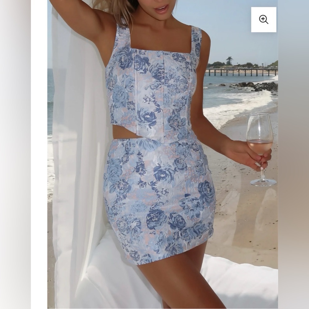 Floral Blue Skirt Set
